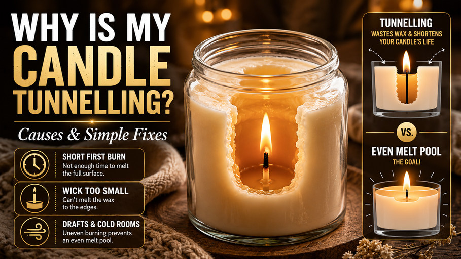 Candle with tunnelling and information as to the cause with visual images