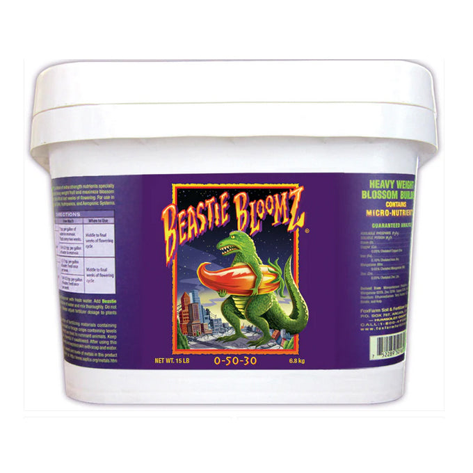 Beastie BloomZ fertilizer container with a dinosaur graphic on a white background