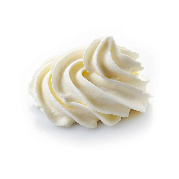 Swirl of white frosting on a white background