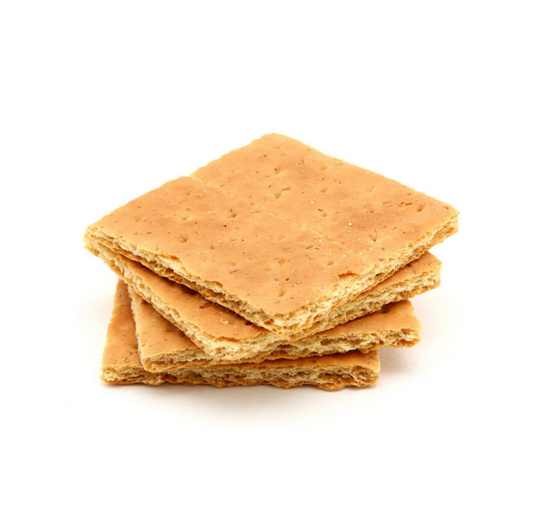 Stack of graham crackers on a white background