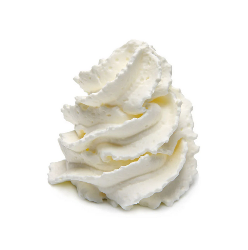 Whipped cream swirl on a white background