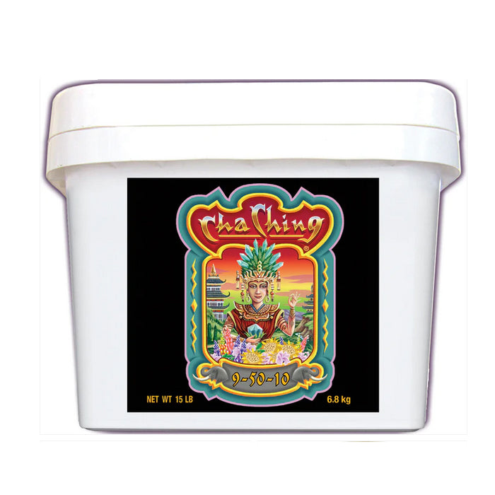 White container with a colorful label featuring a deity on a black background