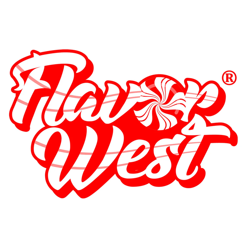 Flav'West logo with red and white design on a white background