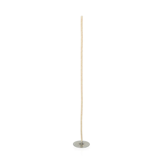 Tall, thin wooden stick with a circular base on a white background