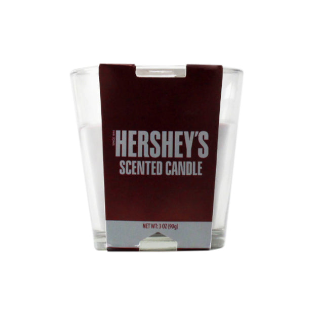 Hershey's scented candle with a brown label on a white background 3oz.