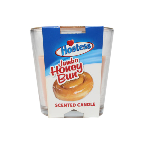 Hostess Jumbo Honey Bun scented candle in packaging on a white background 3oz.