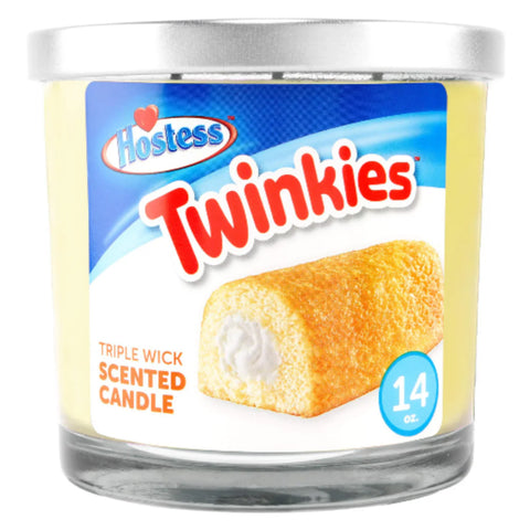 Twinkies scented candle with Hostess logo on a white background 14oz.