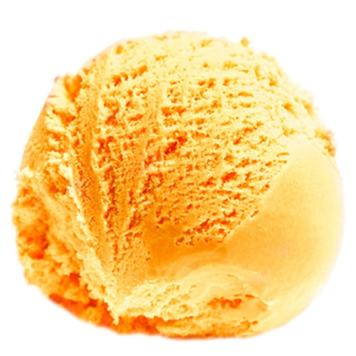 Orange ice cream scoop on a white background