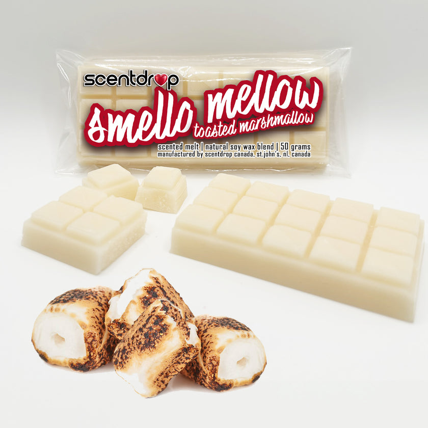 Scentdrop smello mellow toasted marshmallow scented wax melts on a white background