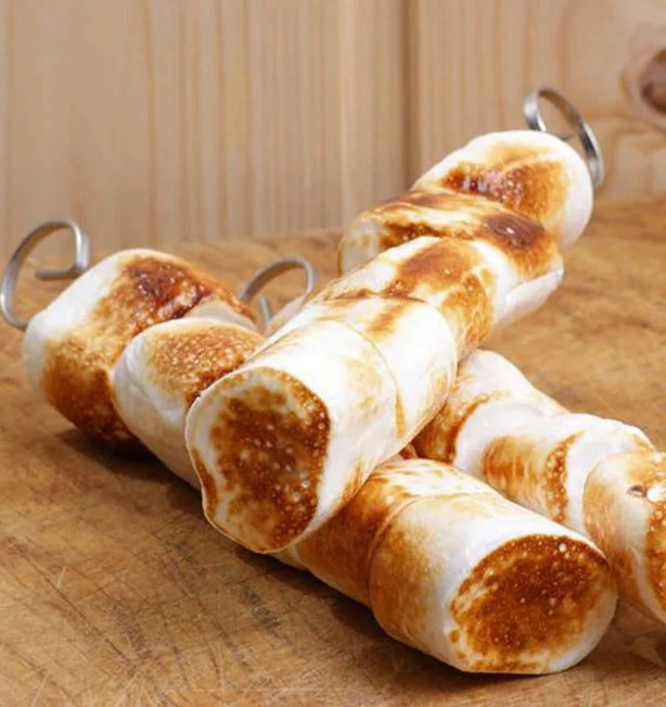 Marshmallow handle on a wooden surface