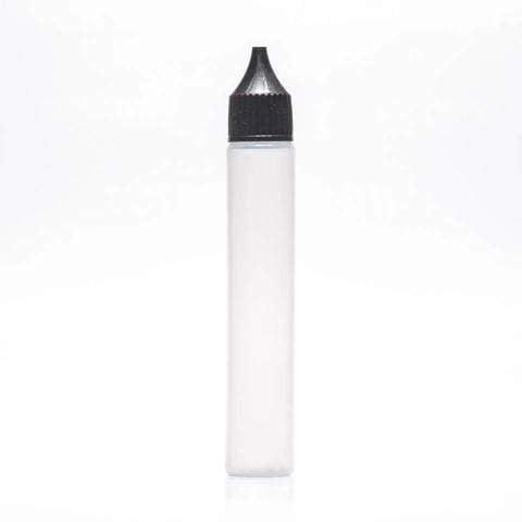 White bottle with black cap on a white background