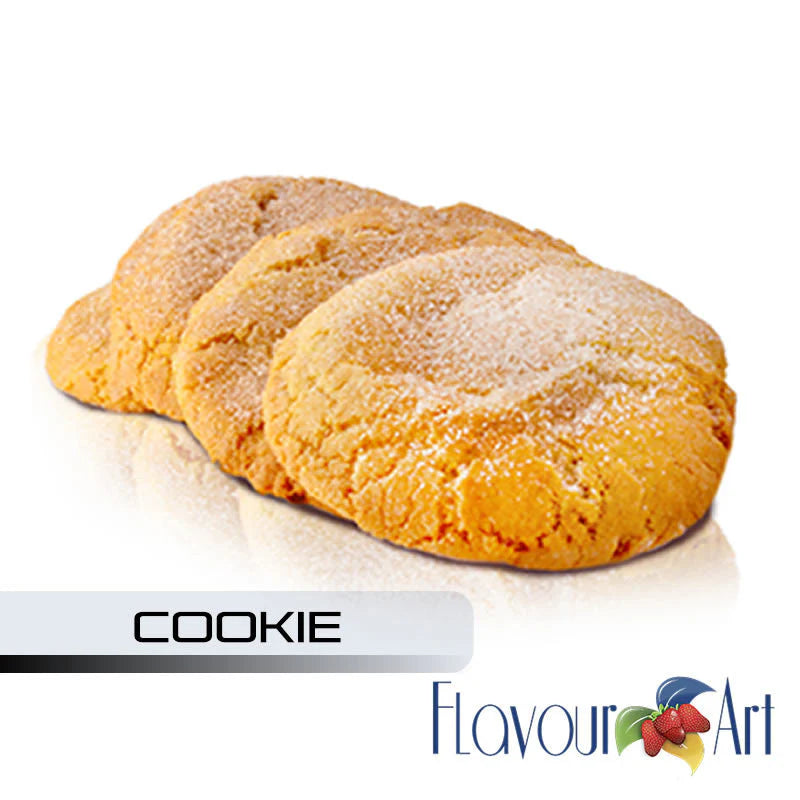 Three cookies with a 'Flavour Art' logo on a white background